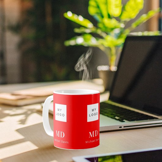 Mug Logo d'entreprise de nom monographique blanc rouge