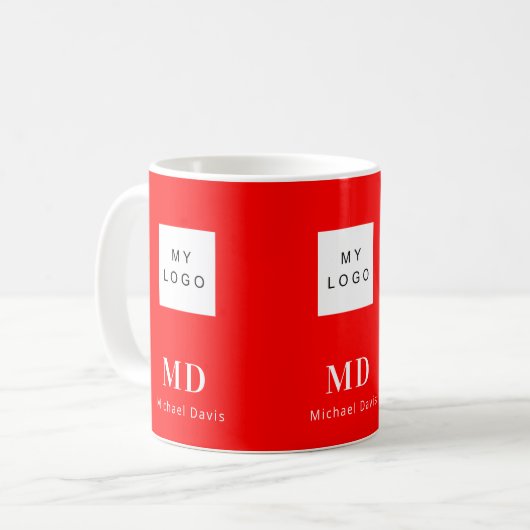 Mug Logo d'entreprise de nom monographique blanc rouge (Devant gauche)