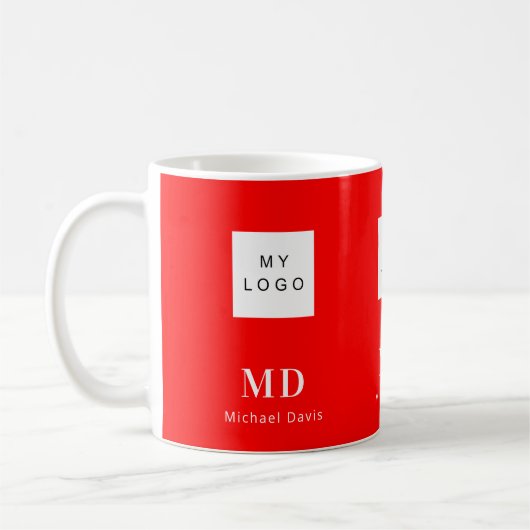 Mug Logo d'entreprise de nom monographique blanc rouge (Gauche)