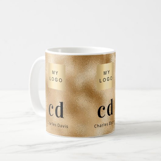 Mug Logo d'entreprise de nom monographique or (Devant gauche)