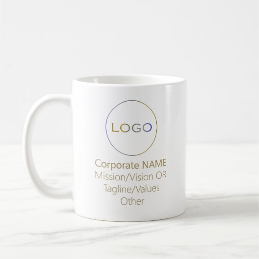 Mug Logo d'entreprise Marque Promo Or antique (Gauche)