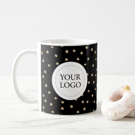 Mug Logo d'entreprise Motif simple Black & Gold Person (Avec donut)