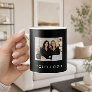 Mug Logo d'entreprise noir photo rectangulaire