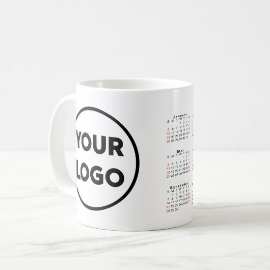 Mug Logo d'entreprise personnalisé Calendrier 2025 (Devant gauche)