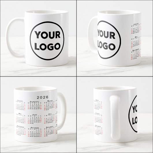 Mug Logo d'entreprise personnalisé Calendrier 2026