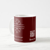 Mug Logo d'entreprise QR Red Christmas Chic Snowflake (Devant gauche)