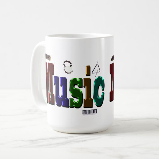 Mug Logo D'Image De Musique Avec Instruments, (Devant gauche)