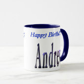 Mug Logo du nom d'Andrew bleu, (Devant droit)