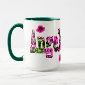 Mug Logo du nom d'Angela Florale rose, (Gauche)
