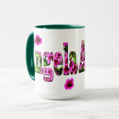 Mug Logo du nom d'Angela Florale rose, (Devant gauche)