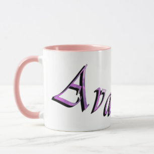 Mug Logo du nom d'Ava violet rose,