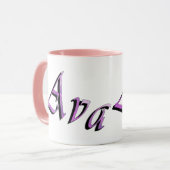 Mug Logo du nom d'Ava violet rose, (Devant gauche)