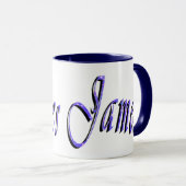 Mug Logo du nom de James bleu, (Devant droit)