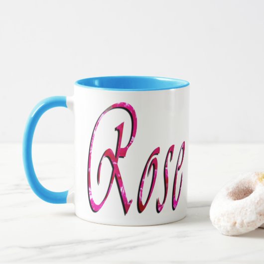 Mug Logo du nom de la femme rose, (Avec donut)