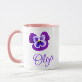 Mug Logo Du Nom "Olga" Avec Un Pansy Violet (Gauche)