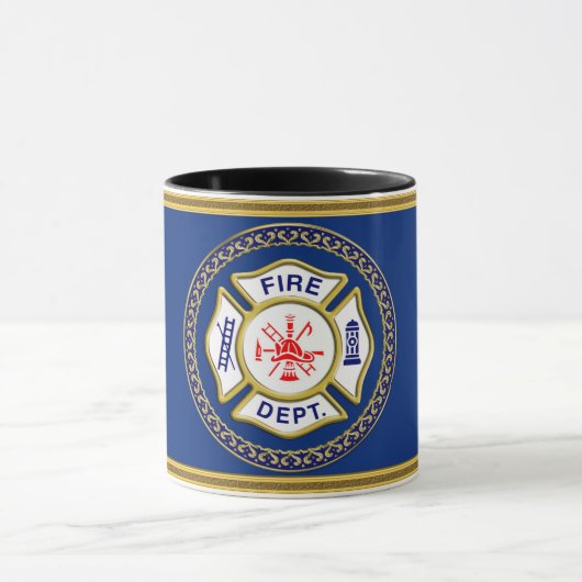 Mug Logo du service d'incendie Badge bleu et blanc (Centre)