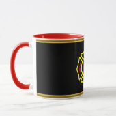 Mug Logo du service d'incendie Badge noir et jaune (Gauche)