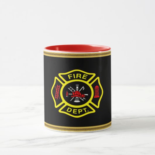 Mug Logo du service d'incendie Badge noir et jaune (Centre)