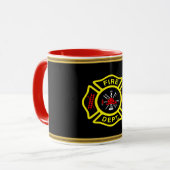 Mug Logo du service d'incendie Badge noir et jaune (Devant gauche)