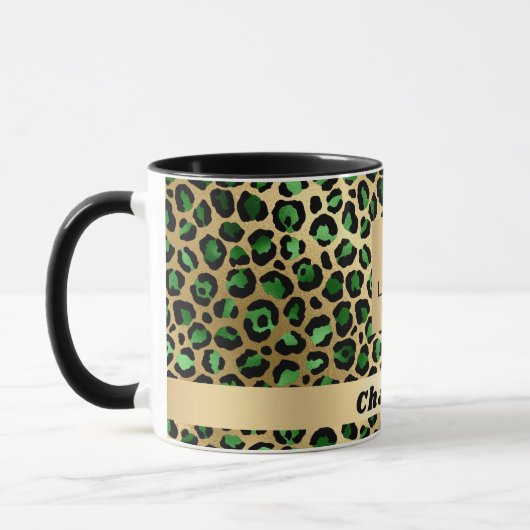 Mug logo émeraude leopard d'or cheetah business (Gauche)