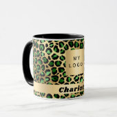 Mug logo émeraude leopard d'or cheetah business (Devant gauche)