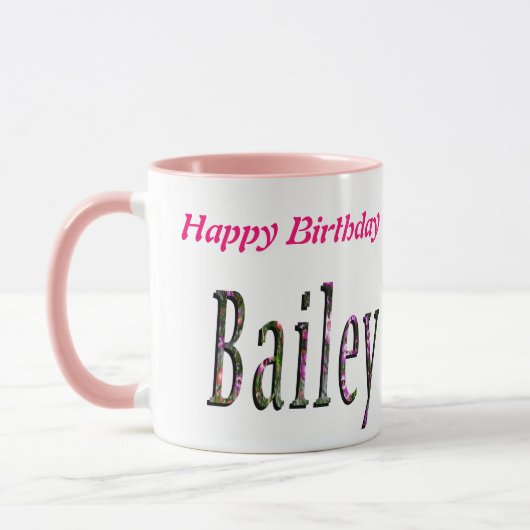Mug Logo Floral Bailey Name, (Gauche)