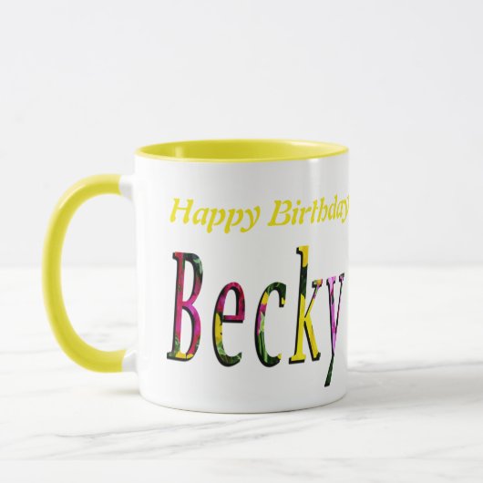 Mug Logo Floral Becky Name, (Gauche)