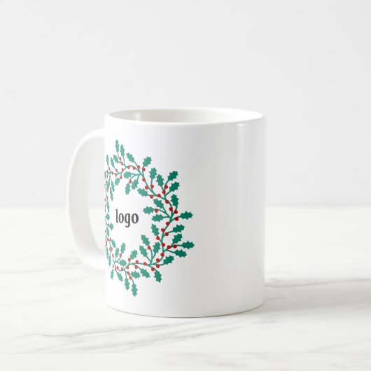 Mug Logo Holly Wreath Vacances d'affaires (Devant gauche)