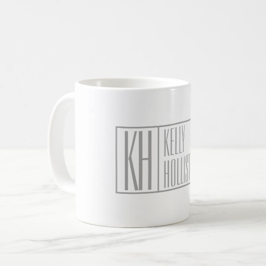Mug Logo Moderne Grey Initiales & Nom (Devant gauche)