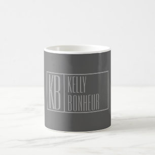 Mug Logo moderne, gris sur gris foncé, initiales et no