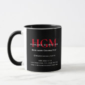 Mug Logo Monogramme d'entreprise Noir Rouge Blanc Prom (Gauche)