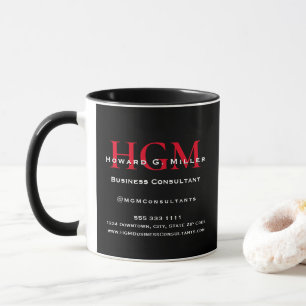 Mug Logo Monogramme d'entreprise Noir Rouge Blanc Prom
