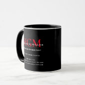 Mug Logo Monogramme d'entreprise Noir Rouge Blanc Prom (Devant gauche)