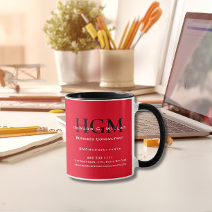 Mug Logo Monogramme d'entreprise Rouge Noir Blanc Prom