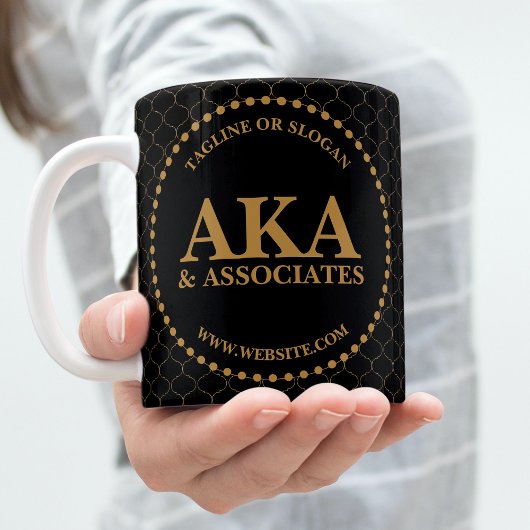 Mug Logo Monogramme d'entreprise Trellis d'or noir