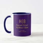 Mug Logo Monogramme Or Moderne Carré violet Motif (Gauche)