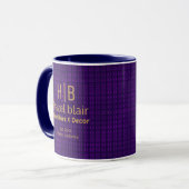 Mug Logo Monogramme Or Moderne Carré violet Motif (Devant gauche)