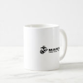 Mug Logo noir empilé USMC "The Rew, The Fiers" (Devant droit)