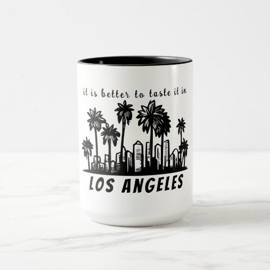 Mug Logo noir monochrome de Los Angeles avec votre tex (Centre)