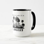 Mug Logo noir monochrome de Los Angeles avec votre tex (Devant droit)