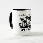 Mug Logo noir monochrome de Los Angeles avec votre tex (Devant gauche)