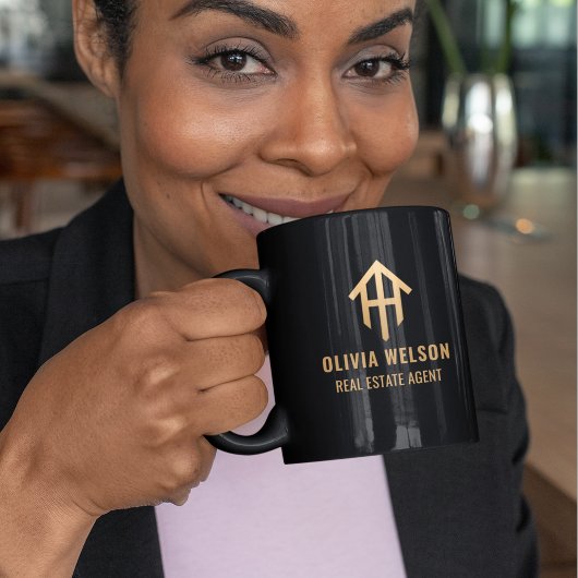 Mug Logo personnalisé Agent immobilier Gold & Black Ch