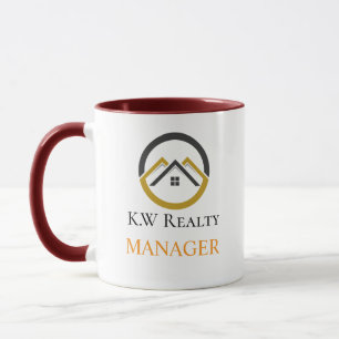 Mug Logo personnalisé blanc et or pour l'immobilier mo