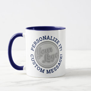 Mug Logo Personnalisé Recadré Cercle Marine Bleu Texte