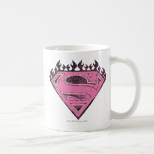 Mug Logo rose de Supergirl avec des flammes