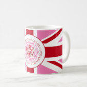 Mug Logo rouge rose du couronnement du roi Charles III (Devant droit)
