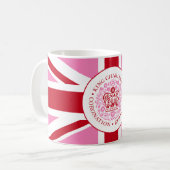 Mug Logo rouge rose du couronnement du roi Charles III (Devant gauche)