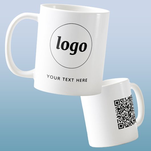Mug Logo simple QR Code et texte commercial