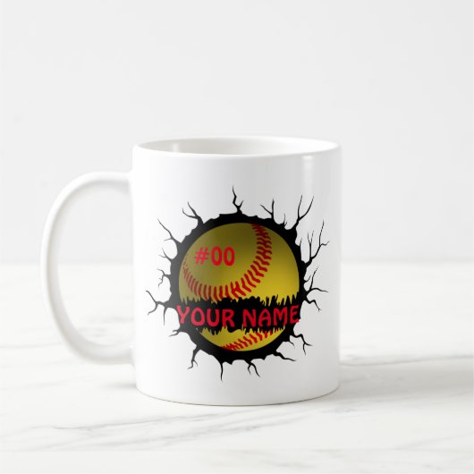 Mug Logo Softball, Softball Nom personnalisé, Cadeau S (Gauche)