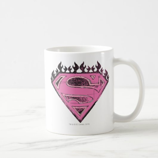 Mug Logo Supergirl rose avec flammes (Droite)